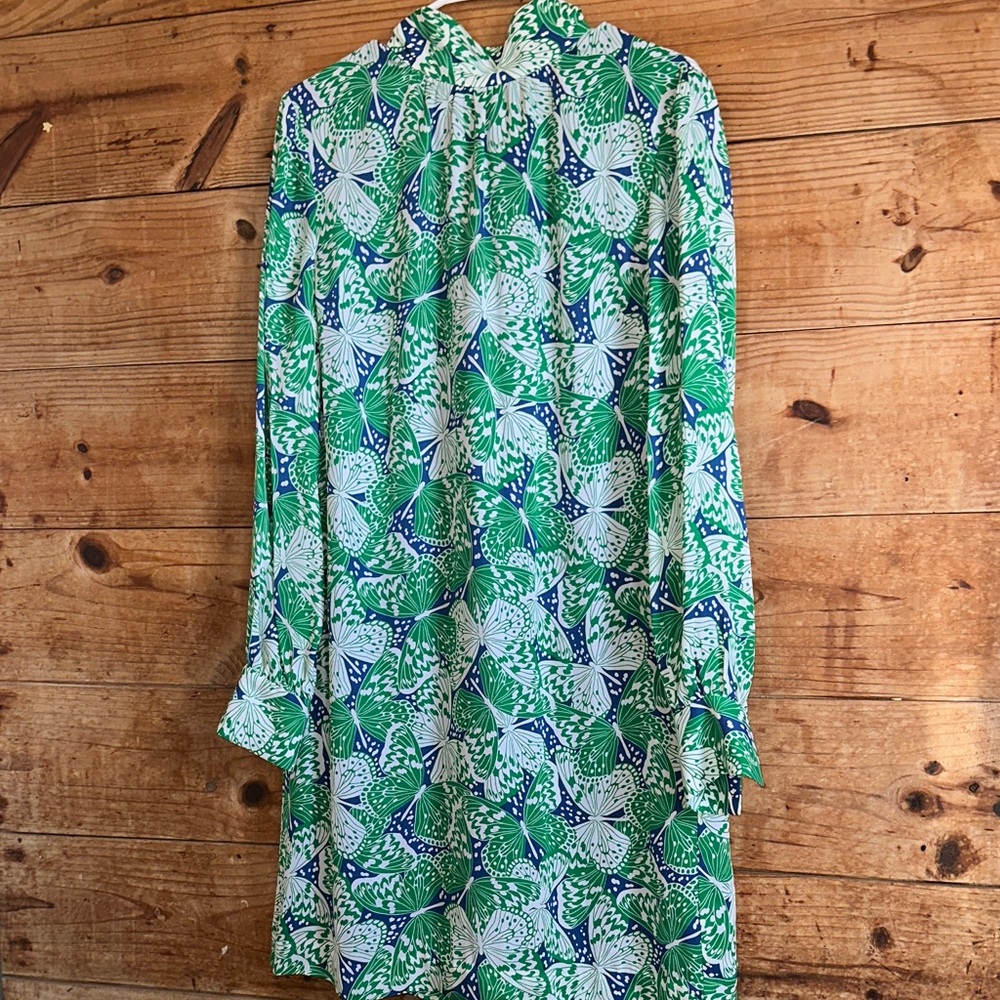 New Brooks Brothers 100% Silk Georgette Butterfly Print Dress